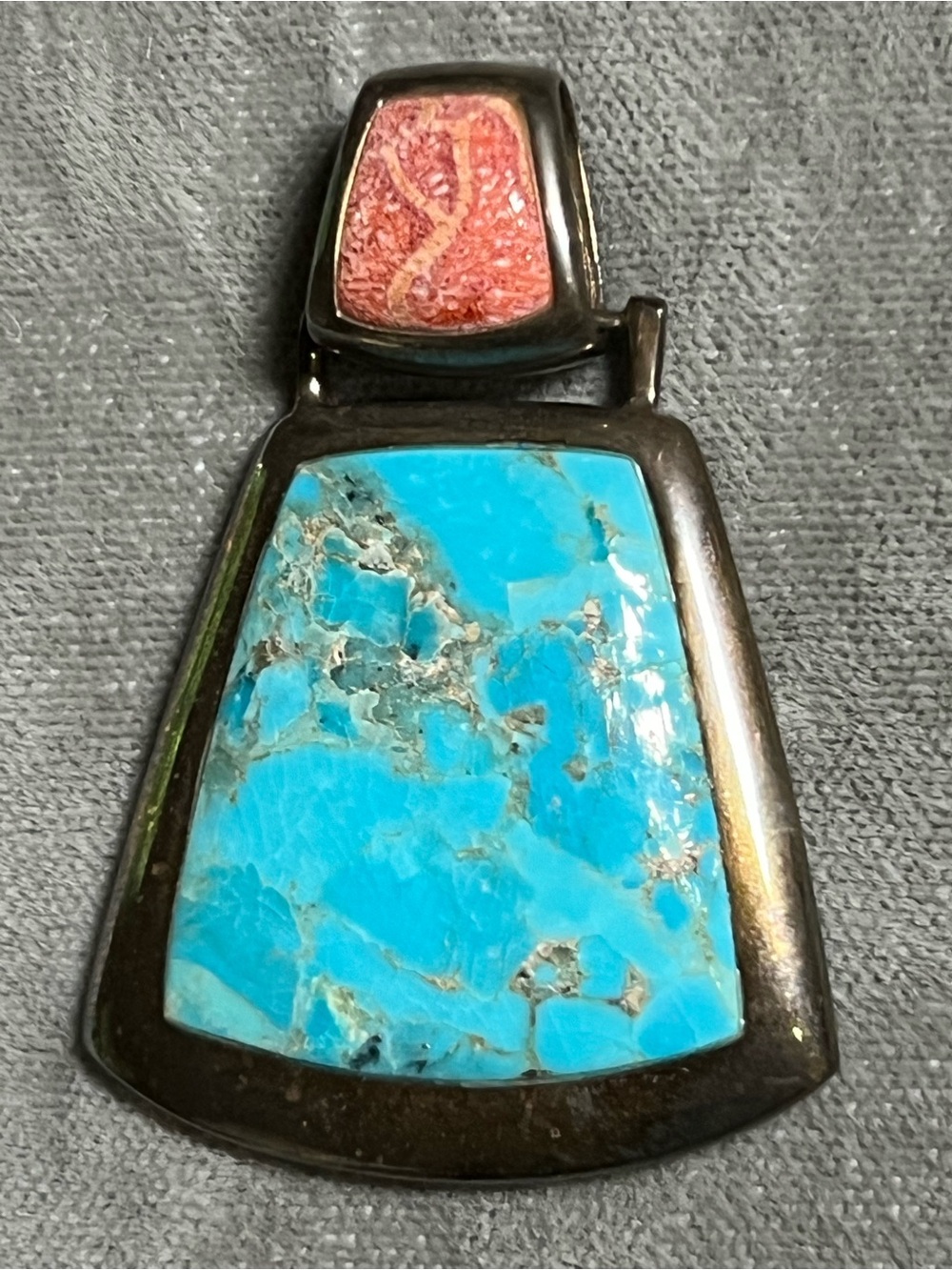 Beautiful Vintage Turquoise and Red Stone Pendant